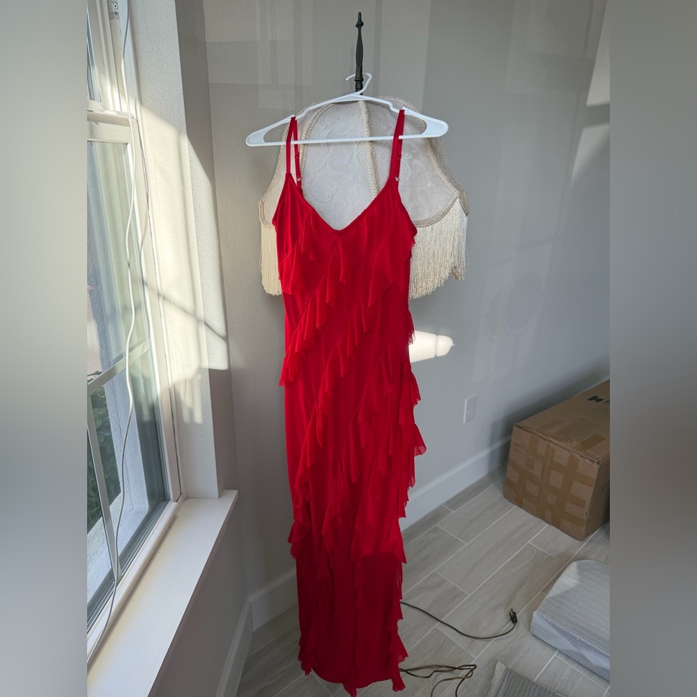 Red Ruffled Dress - Picture 3 of 7